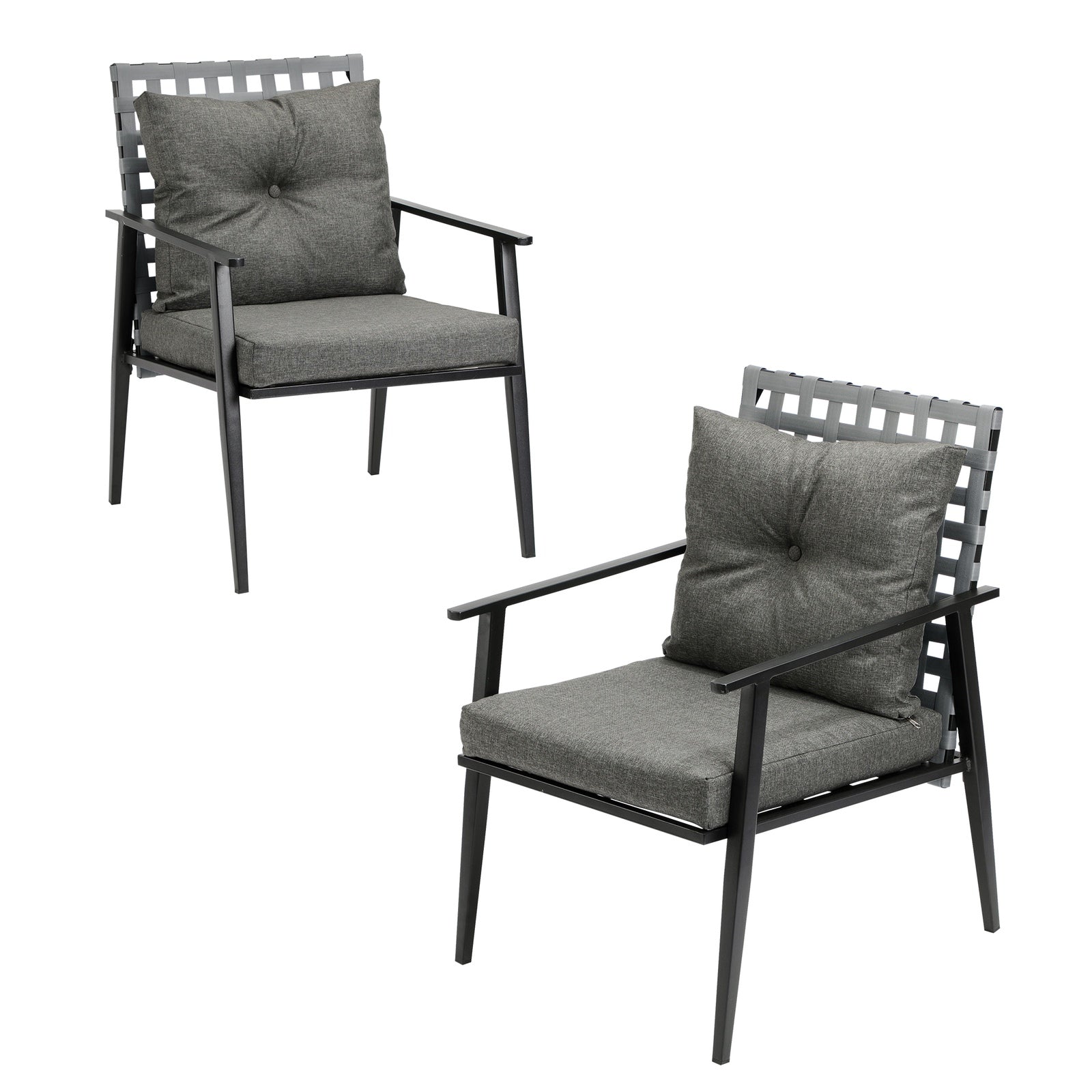 Livsip Outdoor Rattan Chairs Furniture Garden Patio Lounge Armchair Black 2PCS - Sunyee