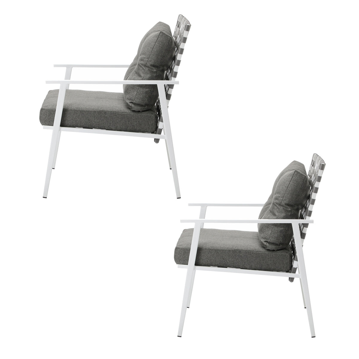 Livsip Outdoor Rattan Chairs Setting Garden Patio Lounge Armchair White 2PCS - Sunyee