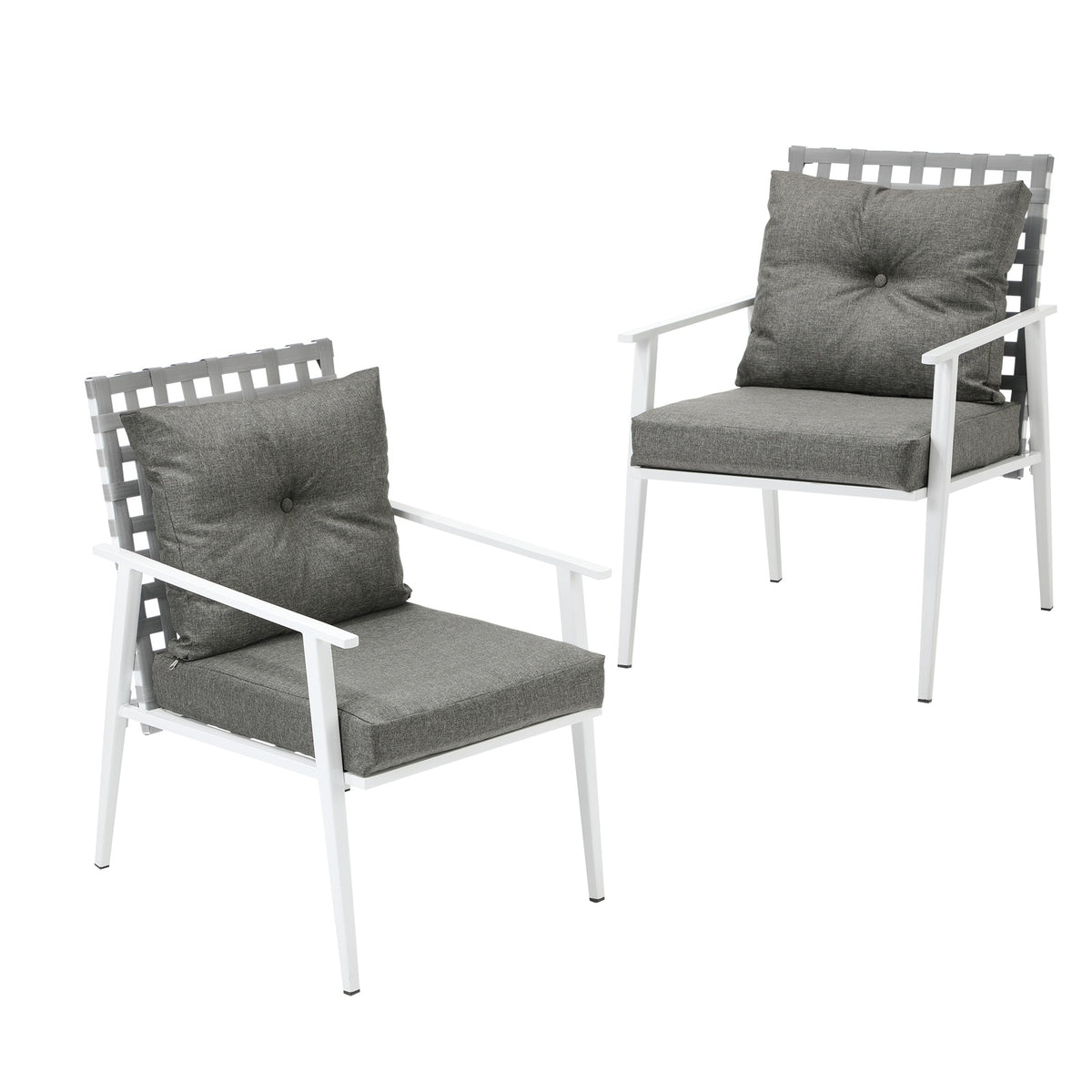 Livsip Outdoor Rattan Chairs Setting Garden Patio Lounge Armchair White 2PCS - Sunyee
