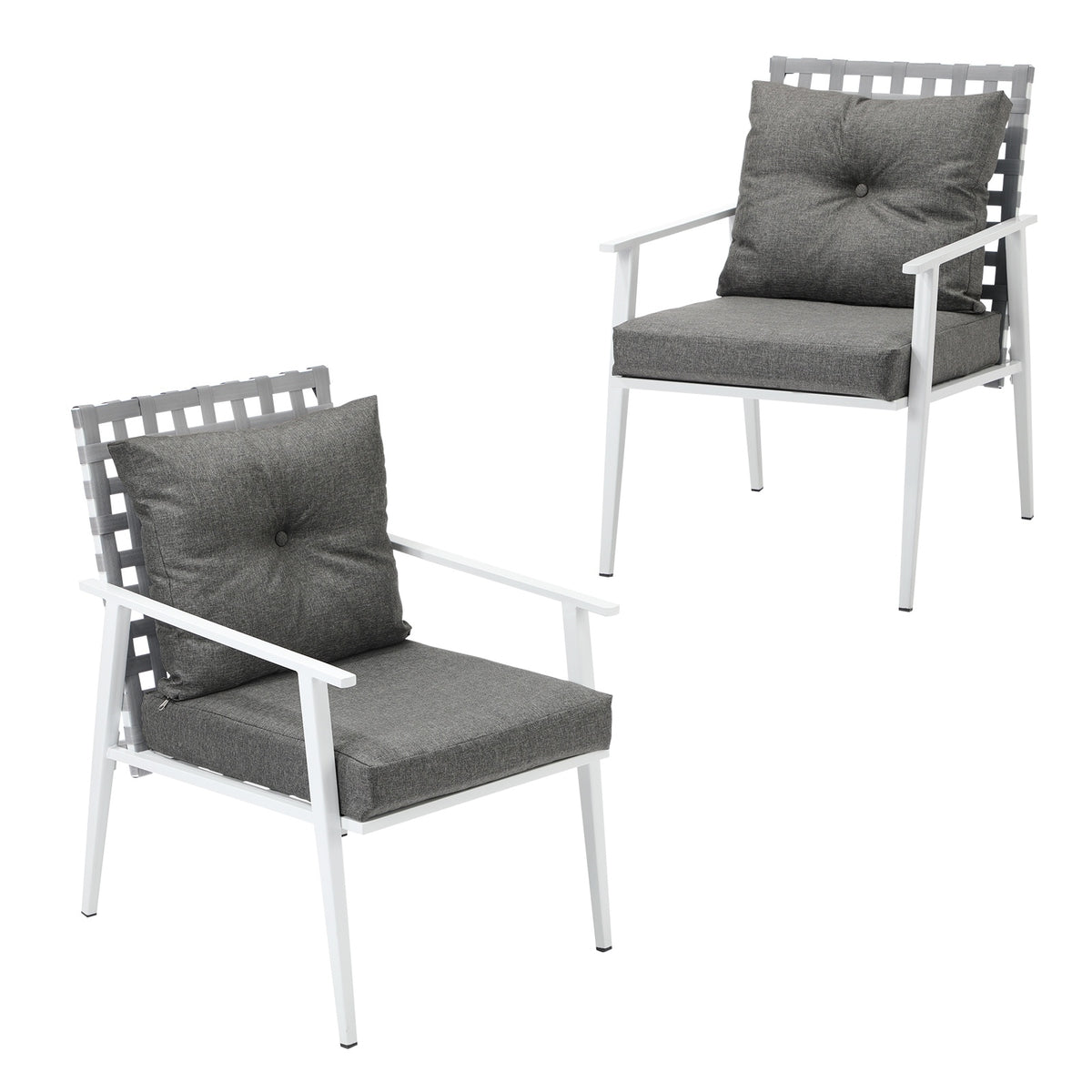 Livsip Outdoor Rattan Chairs Setting Garden Patio Lounge Armchair White 2PCS - Sunyee