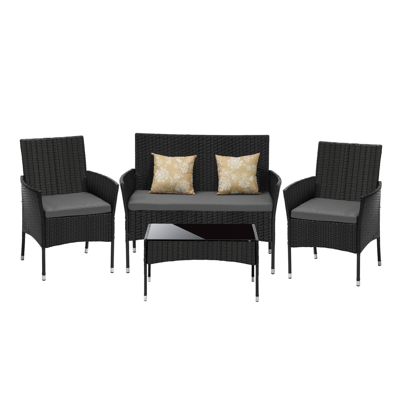 Livsip 4PCS Outdoor Furniture Setting Patio Garden Table Chair Set Wicker Sofa - Sunyee