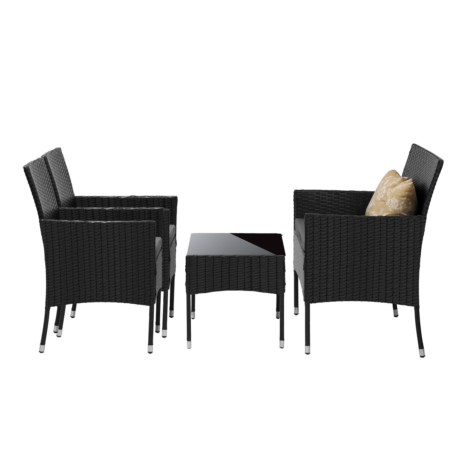 Livsip 4PCS Outdoor Furniture Setting Patio Garden Table Chair Set Wicker Sofa - Sunyee