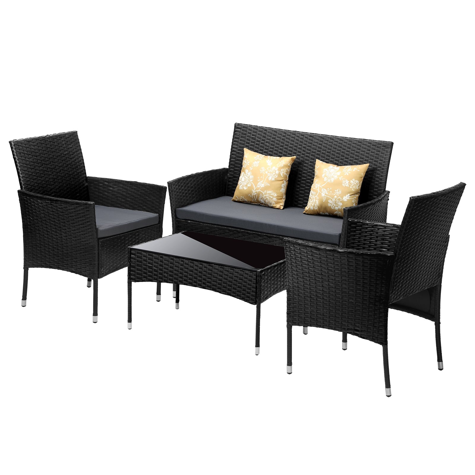 Livsip 4PCS Outdoor Furniture Setting Patio Garden Table Chair Set Wicker Sofa - Sunyee