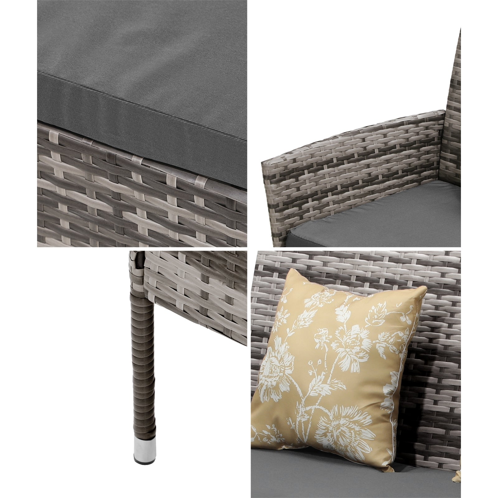 Livsip Outdoor Furniture 4-Piece Lounge Setting Chairs Table Wicker Set Patio - Sunyee