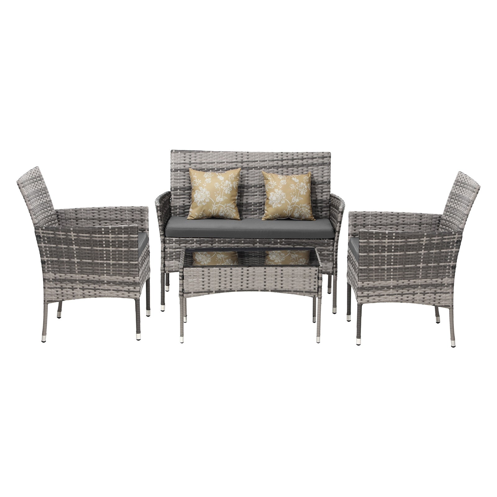 Livsip Outdoor Furniture 4-Piece Lounge Setting Chairs Table Wicker Set Patio - Sunyee