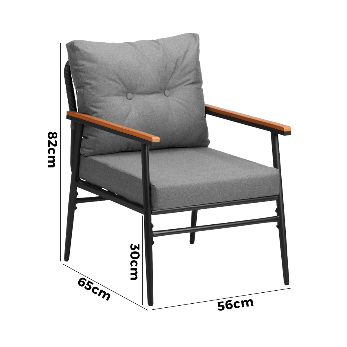 Livsip 2PCS Outdoor Chairs Furniture Garden Patio Armchair Lounge Sofa Black - Sunyee