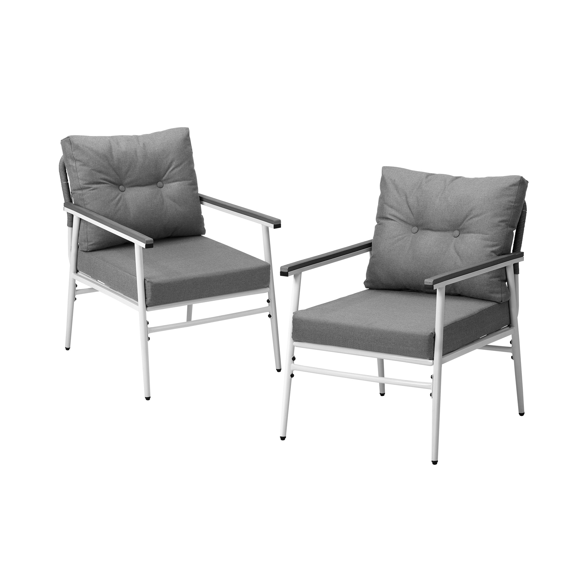 Livsip 2PCS Outdoor Chairs Setting Garden Patio Armchair Lounge Sofa White - Sunyee