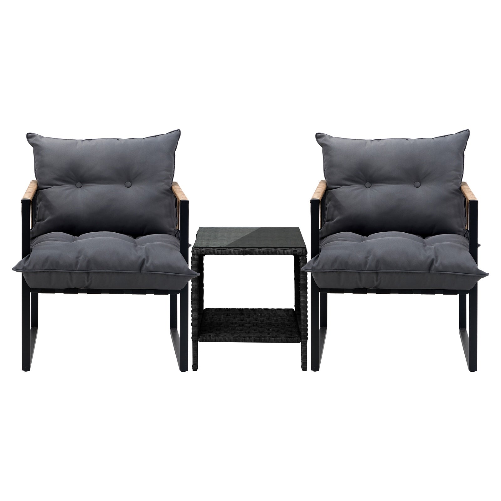 Livsip 2 Seater Outdoor Patio Set Rattan Table Garden Lounge Setting Furniture - Sunyee