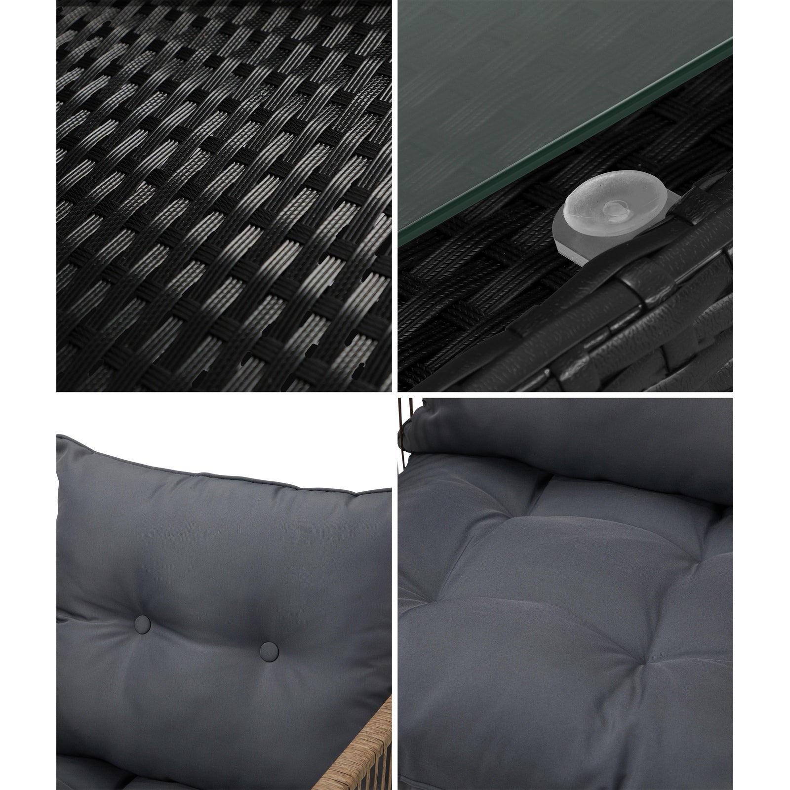 Livsip 2 Seater Outdoor Patio Set Rattan Table Garden Lounge Setting Furniture - Sunyee