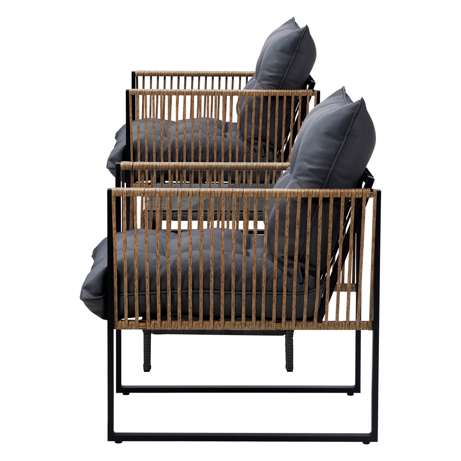 Livsip 2 Seater Outdoor Patio Set Rattan Table Garden Lounge Setting Furniture - Sunyee