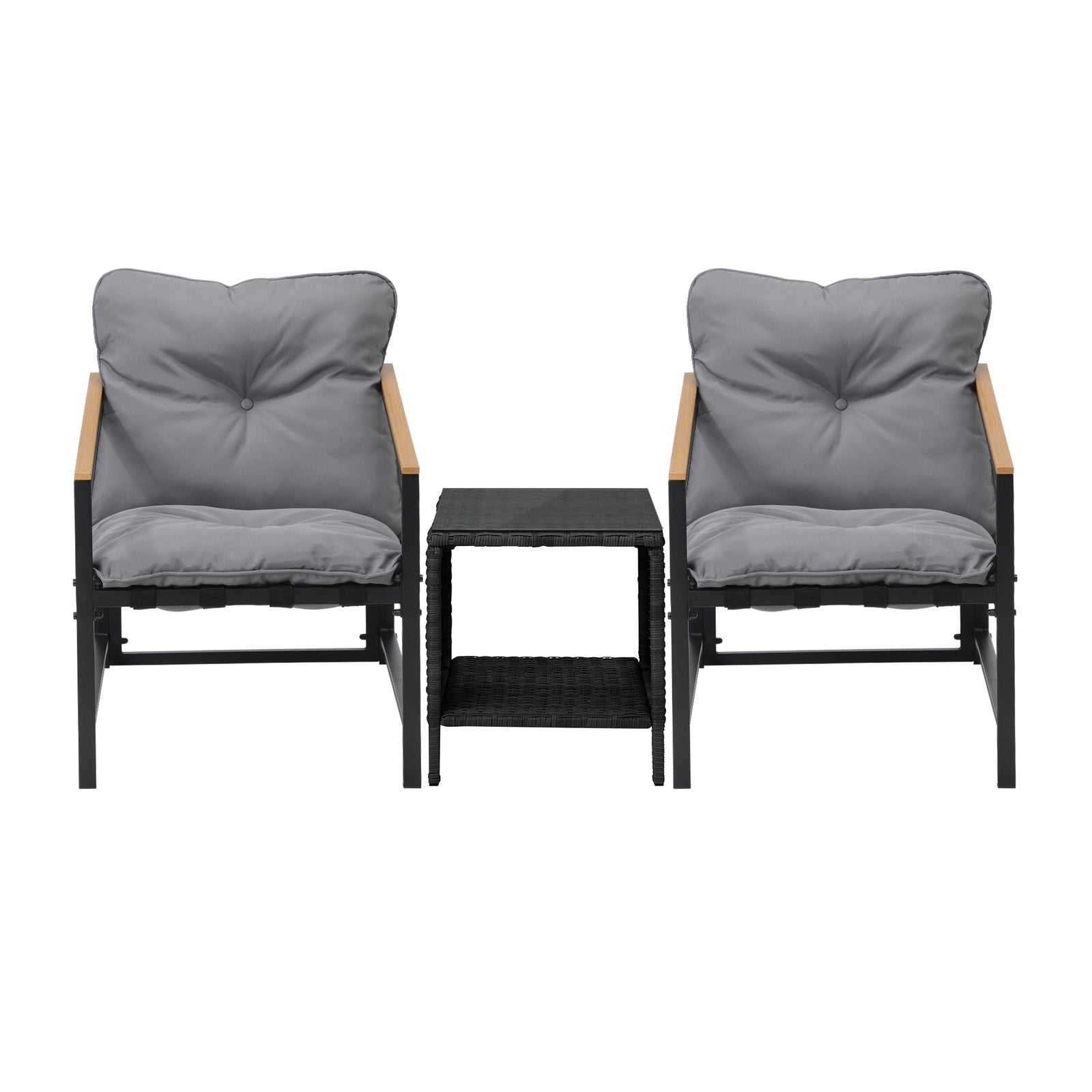 Livsip 3 Piece Outdoor Patio Set Lounge Setting Garden Furniture Rattan Table - Sunyee