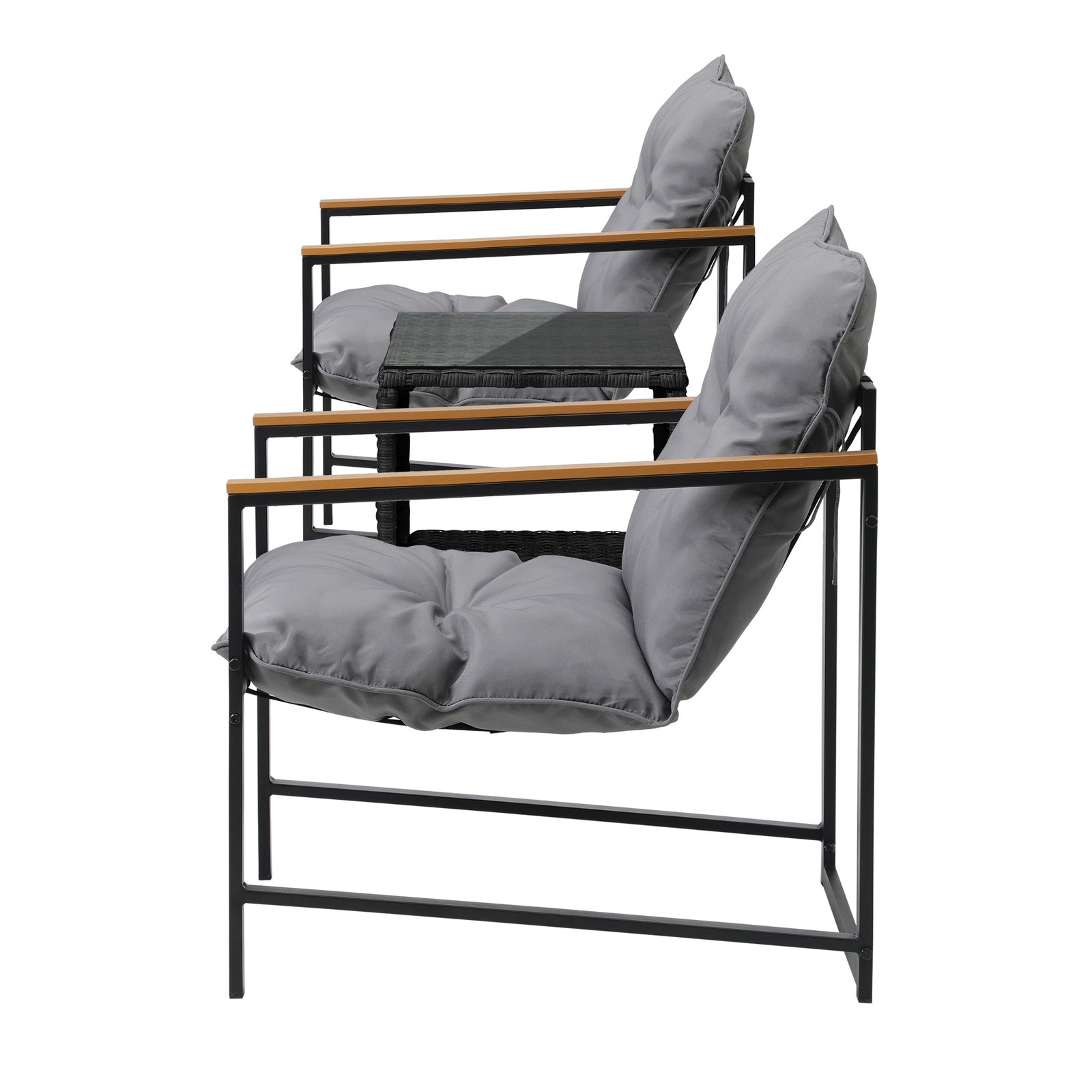 Livsip 3 Piece Outdoor Patio Set Lounge Setting Garden Furniture Rattan Table - Sunyee