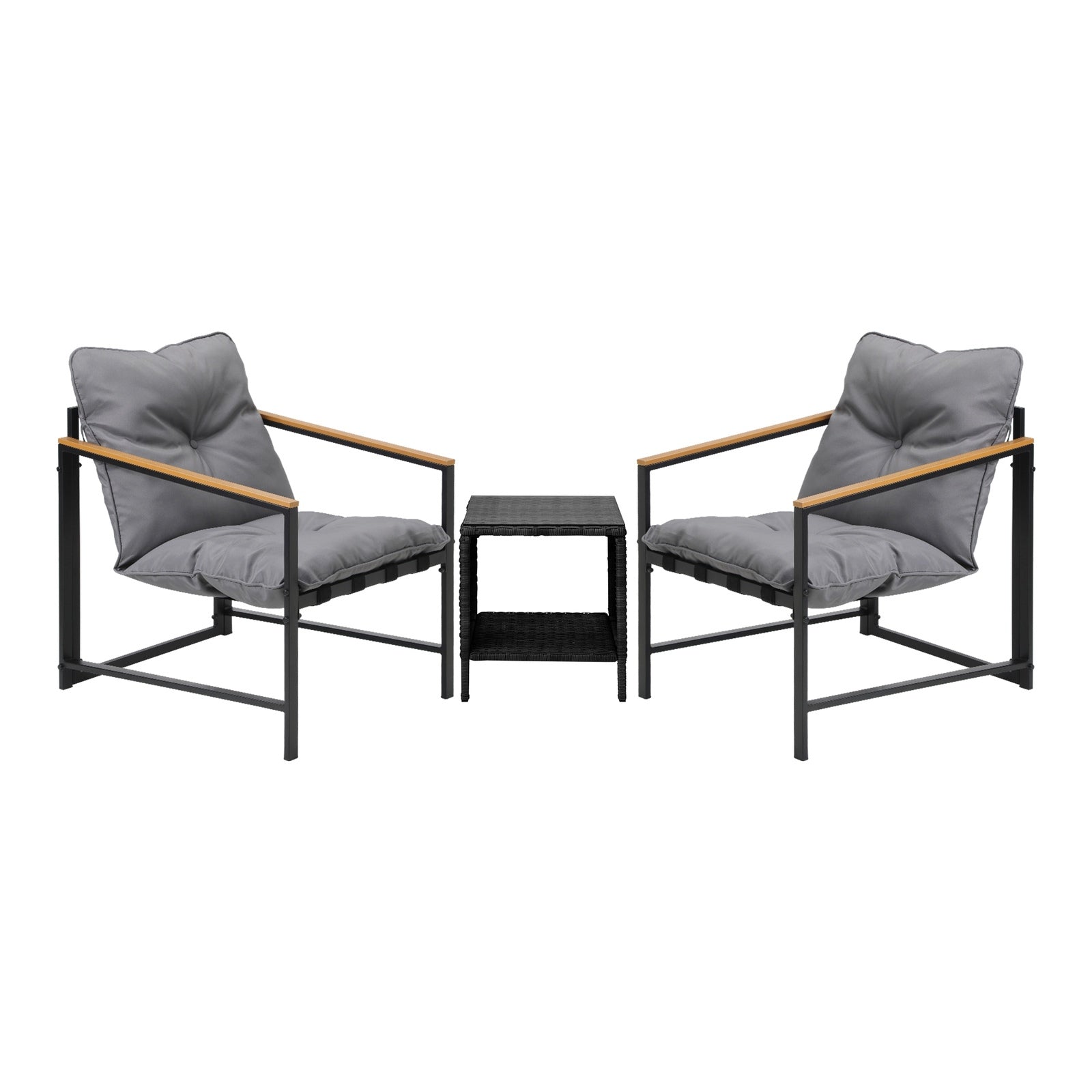 Livsip 3 Piece Outdoor Patio Set Lounge Setting Garden Furniture Rattan Table - Sunyee