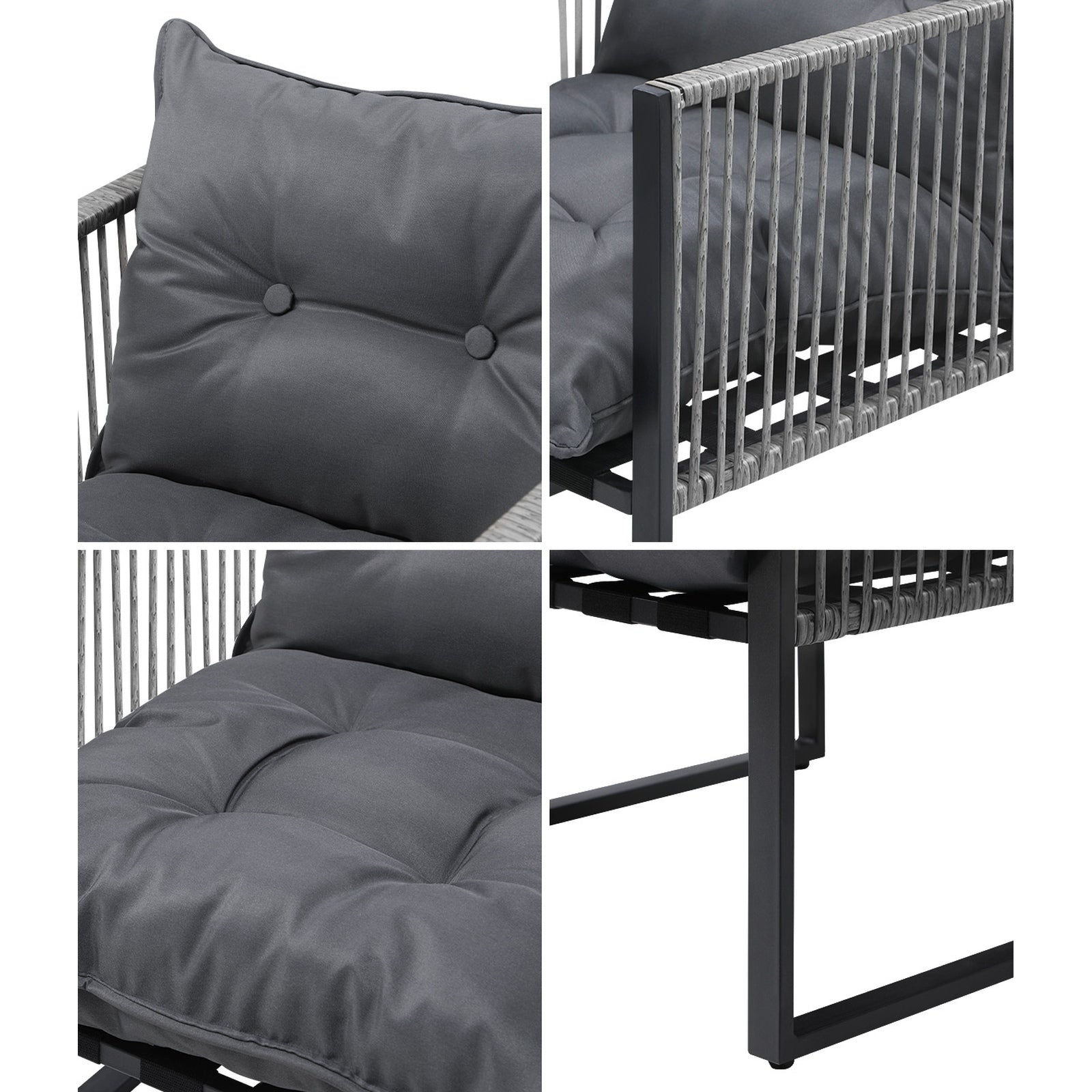 Livsip 2PCS Outdoor Furniture Patio Chairs Garden Lounge Sofa Set PE Wicker Grey - Sunyee