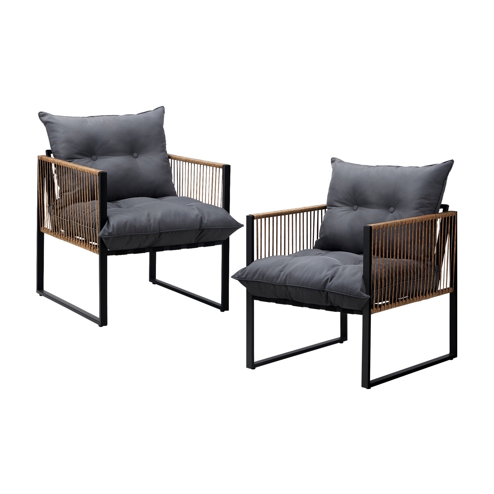 Livsip 2PCS Outdoor Furniture Chairs Garden Patio Garden Lounge Set PE Wicker - Sunyee