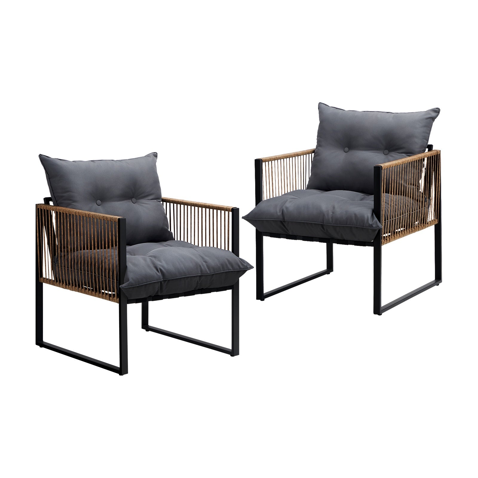 Livsip 2PCS Outdoor Furniture Chairs Garden Patio Garden Lounge Set PE Wicker - Sunyee