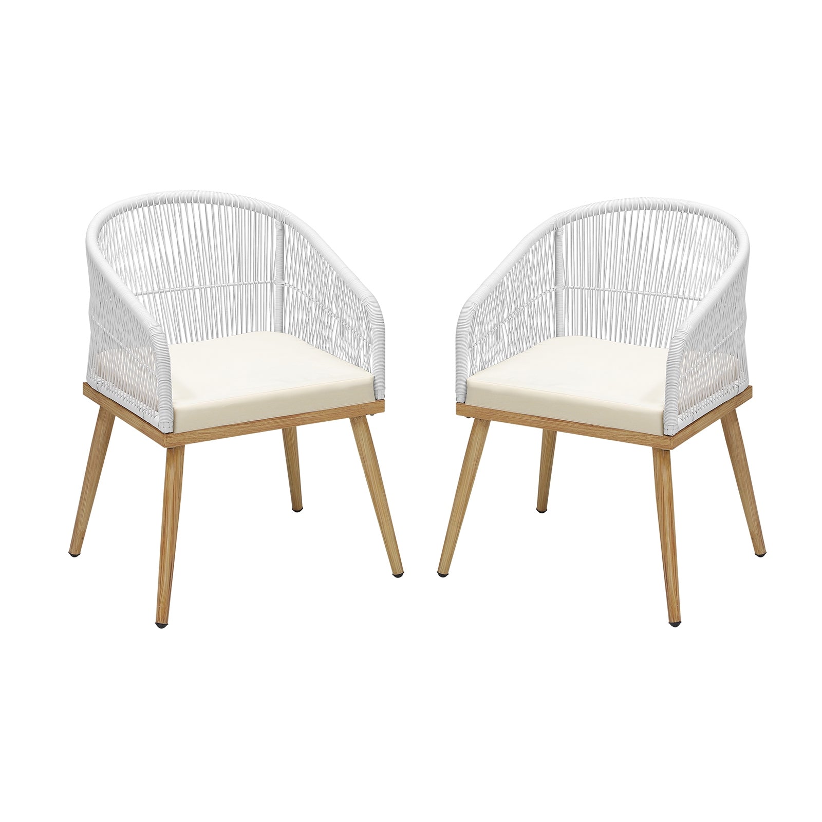 Livsip Outdoor Furniture Lounge Setting Chairs 2x Bistro Patio Garden Set Beige - Sunyee