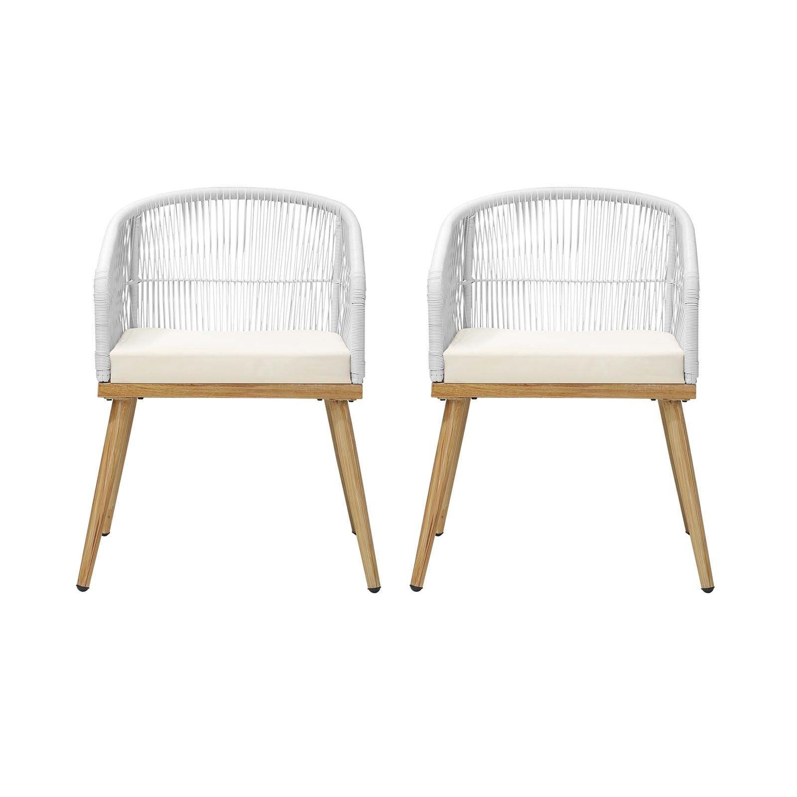 Livsip Outdoor Furniture Lounge Setting Chairs 2x Bistro Patio Garden Set Beige - Sunyee