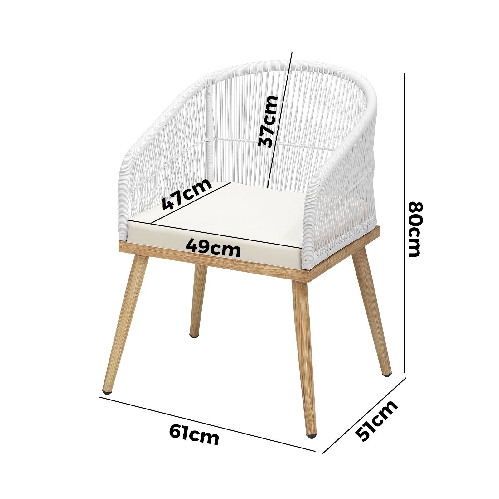 Livsip Outdoor Furniture Lounge Setting Chairs 2x Bistro Patio Garden Set Beige - Sunyee