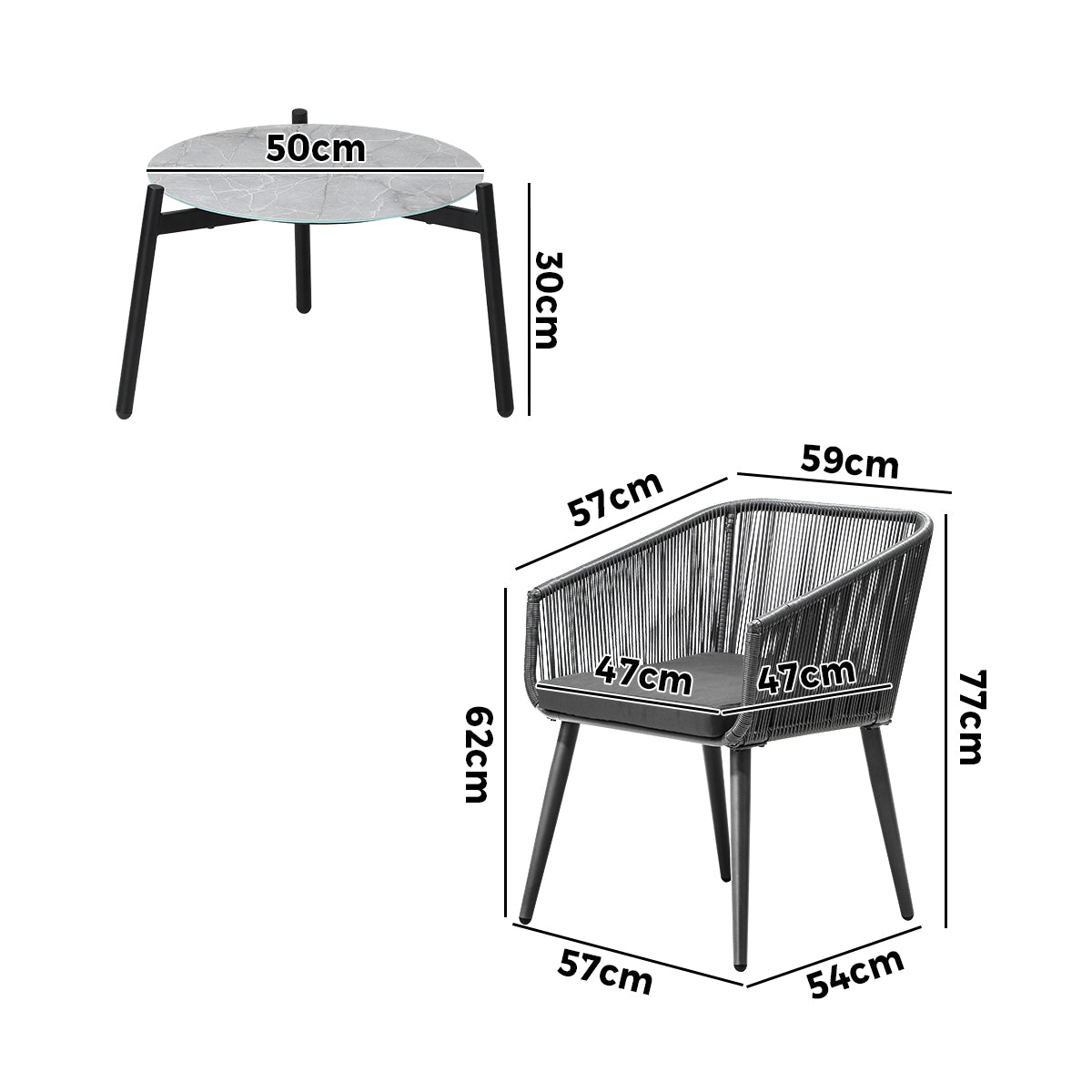 Livsip 3 Piece Outdoor Lounge Setting Furniture Patio Set - Sunyee