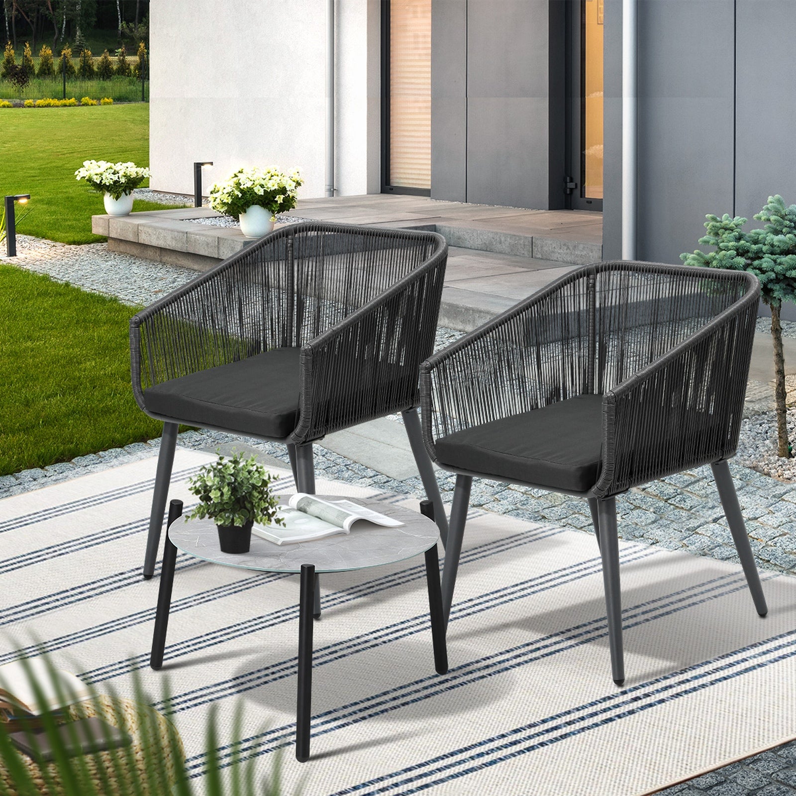 Livsip 3 Piece Outdoor Lounge Setting Furniture Patio Set - Sunyee