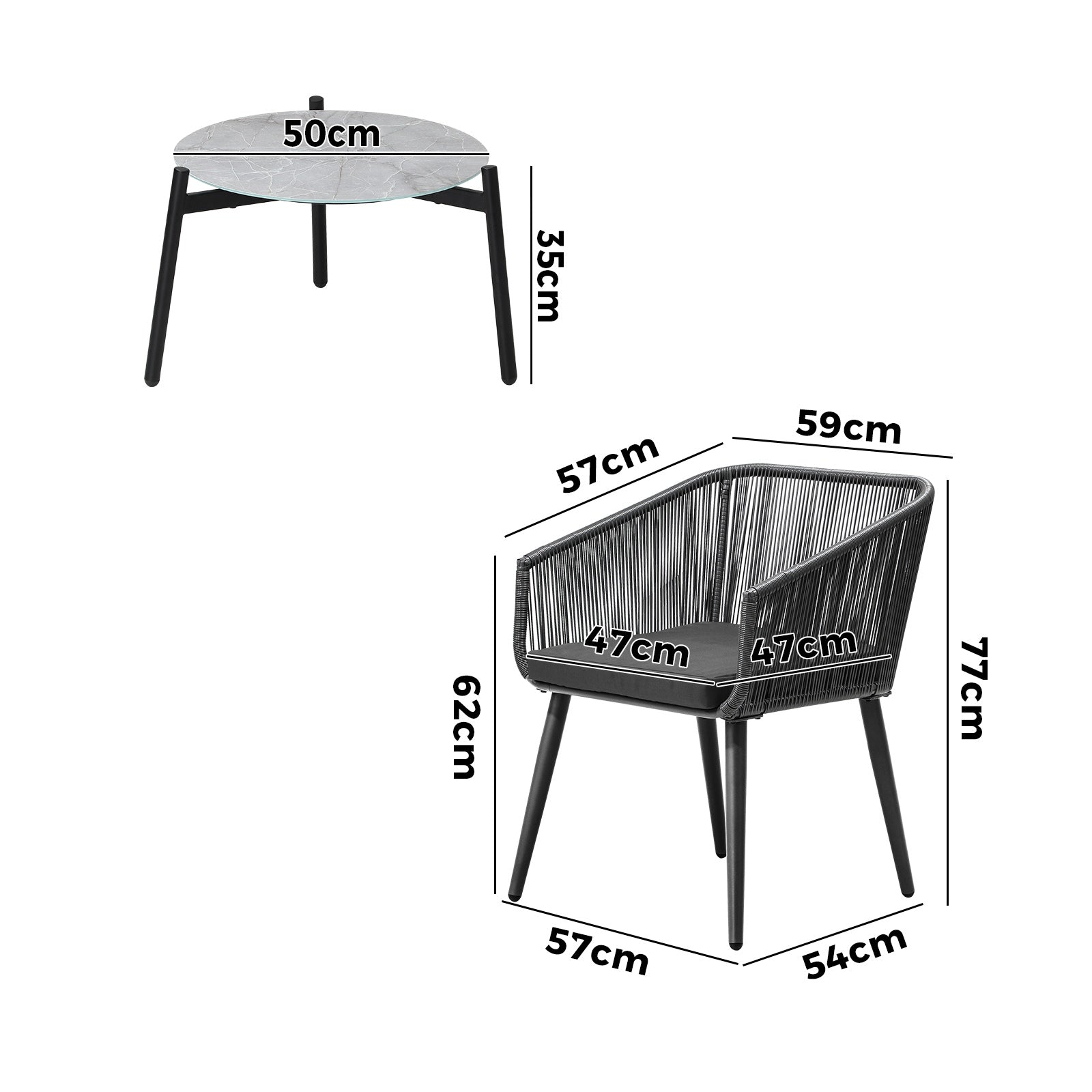 Livsip 3 Piece Outdoor Lounge Setting Furniture Patio Set - Sunyee