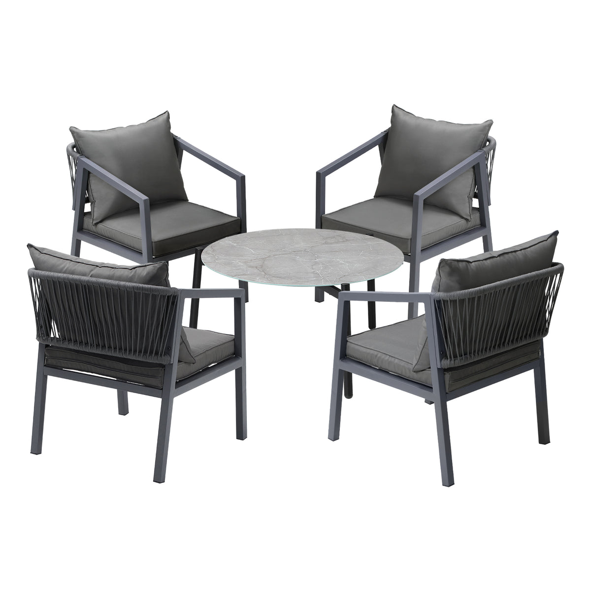 Livsip 5PCS Outdoor Patio Setting Furniture Lounge Set Grey 70cm Coffee Table - Sunyee