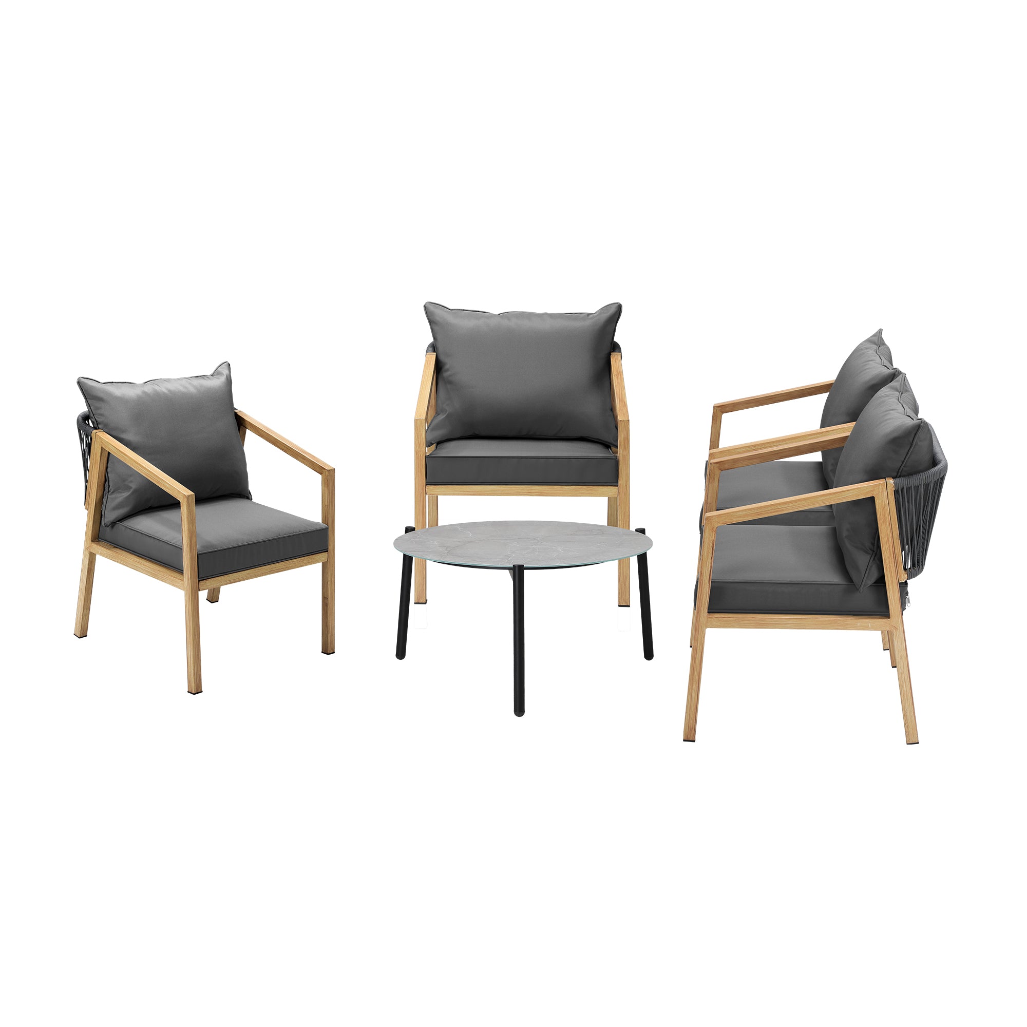 Livsip 5PCS Outdoor Patio Setting Furniture Lounge Set Grey 70cm Coffee Table - Sunyee