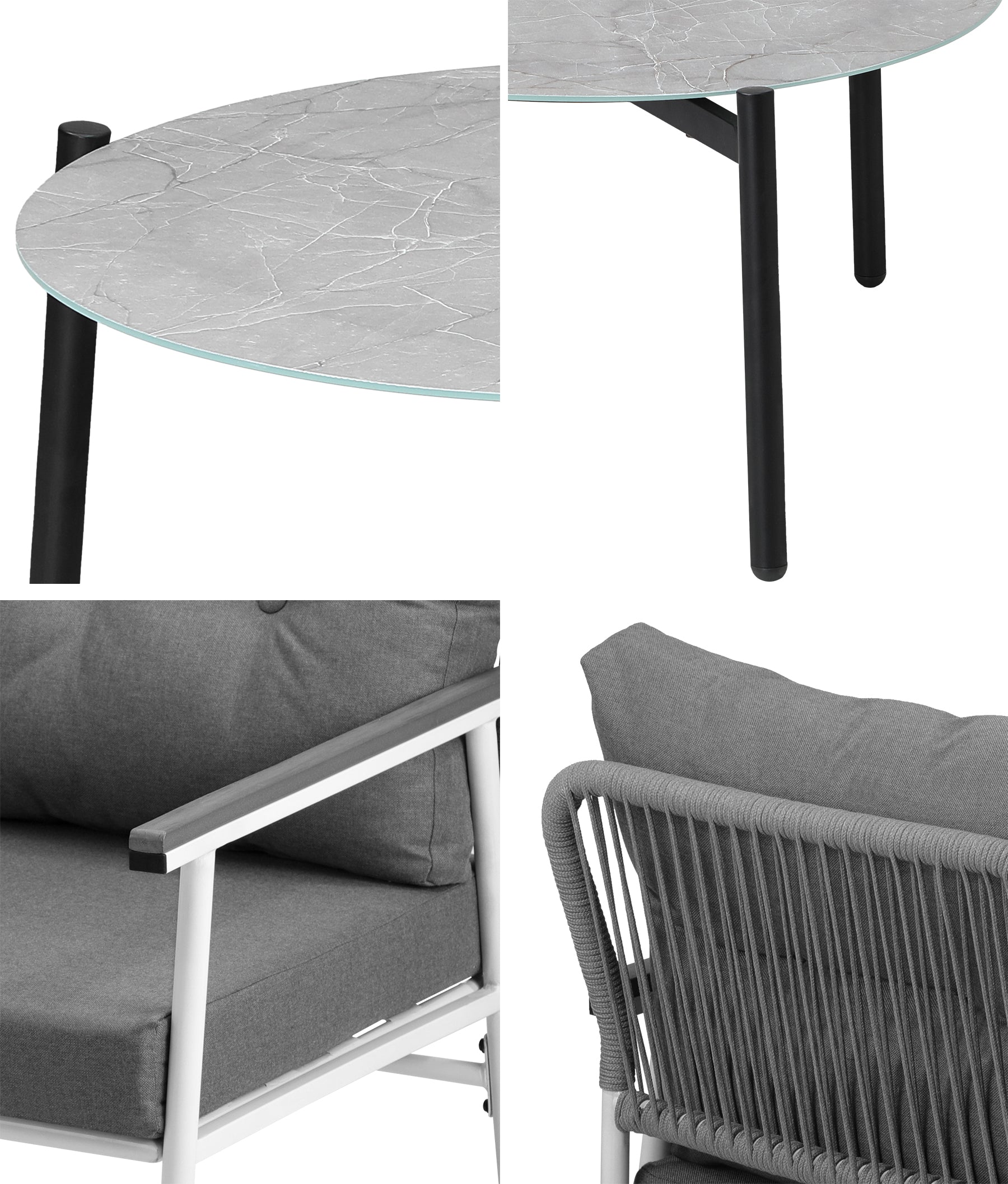 Livsip Outdoor Patio Setting 5PC Bistro Lounge Furniture Set 70cm Grey Table - Sunyee