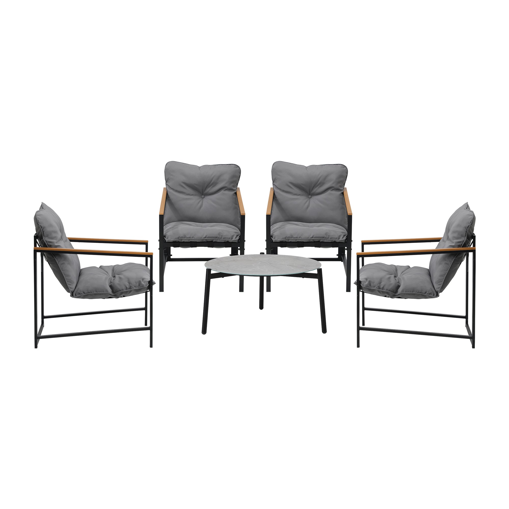 Livsip 5PC Outdoor Patio Furniture Set Bistro Sets 70CM Round Grey Marble Table - Sunyee