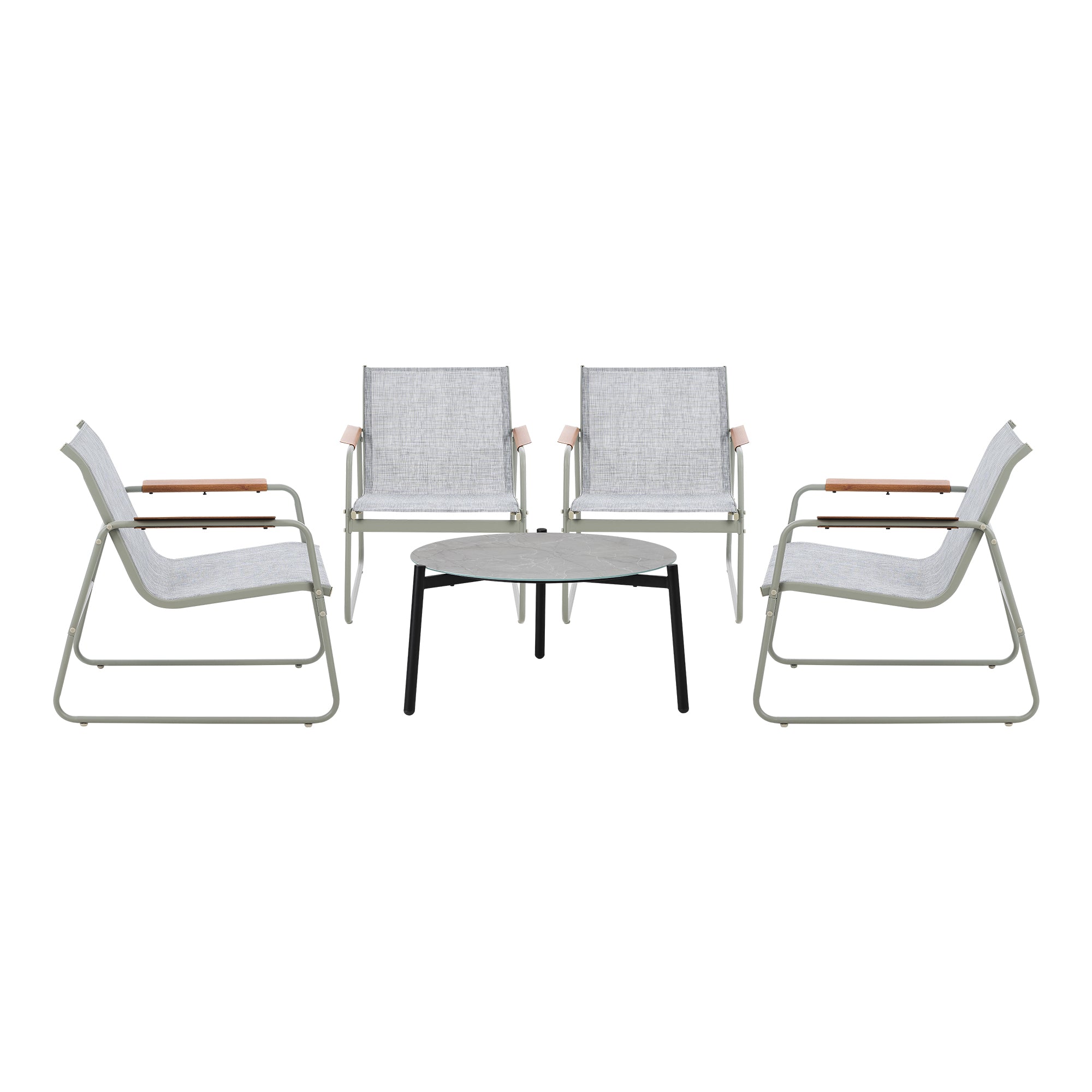 Livsip Outdoor Lounge Patio Setting 70cm Round Table 4x Chairs Garden Furniture - Sunyee