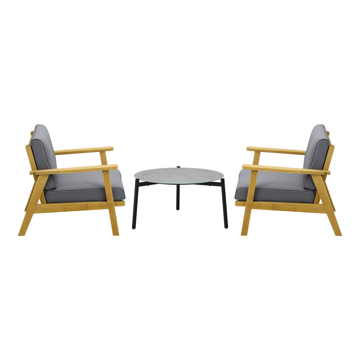 Livsip Outdoor Lounge Set 3PCS Patio Furniture Sets 70cm Grey Coffee Side Table - Sunyee