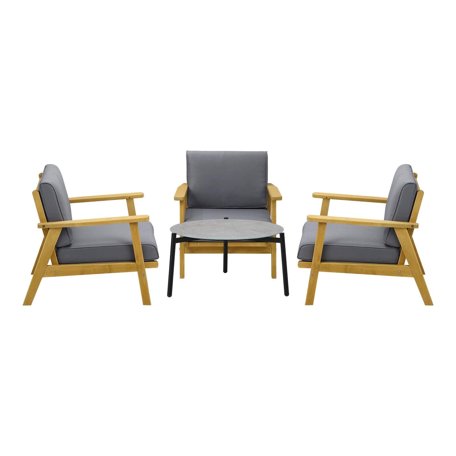 Livsip 4PCS Outdoor Lounge Set Patio Furniture Sets Grey Coffee Side Table - Sunyee