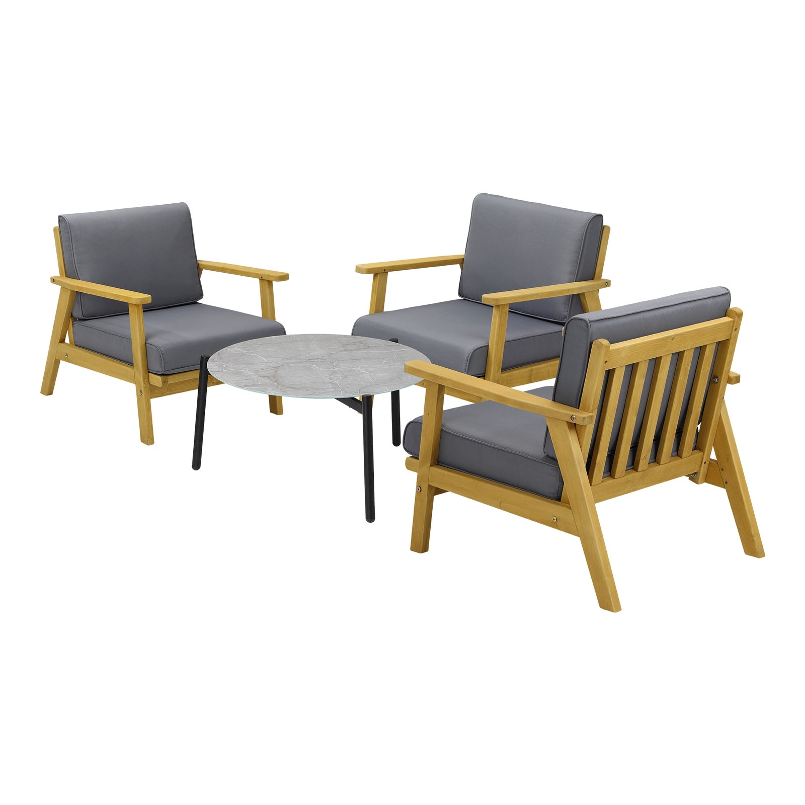 Livsip 4PCS Outdoor Lounge Set Patio Furniture Sets Grey Coffee Side Table - Sunyee