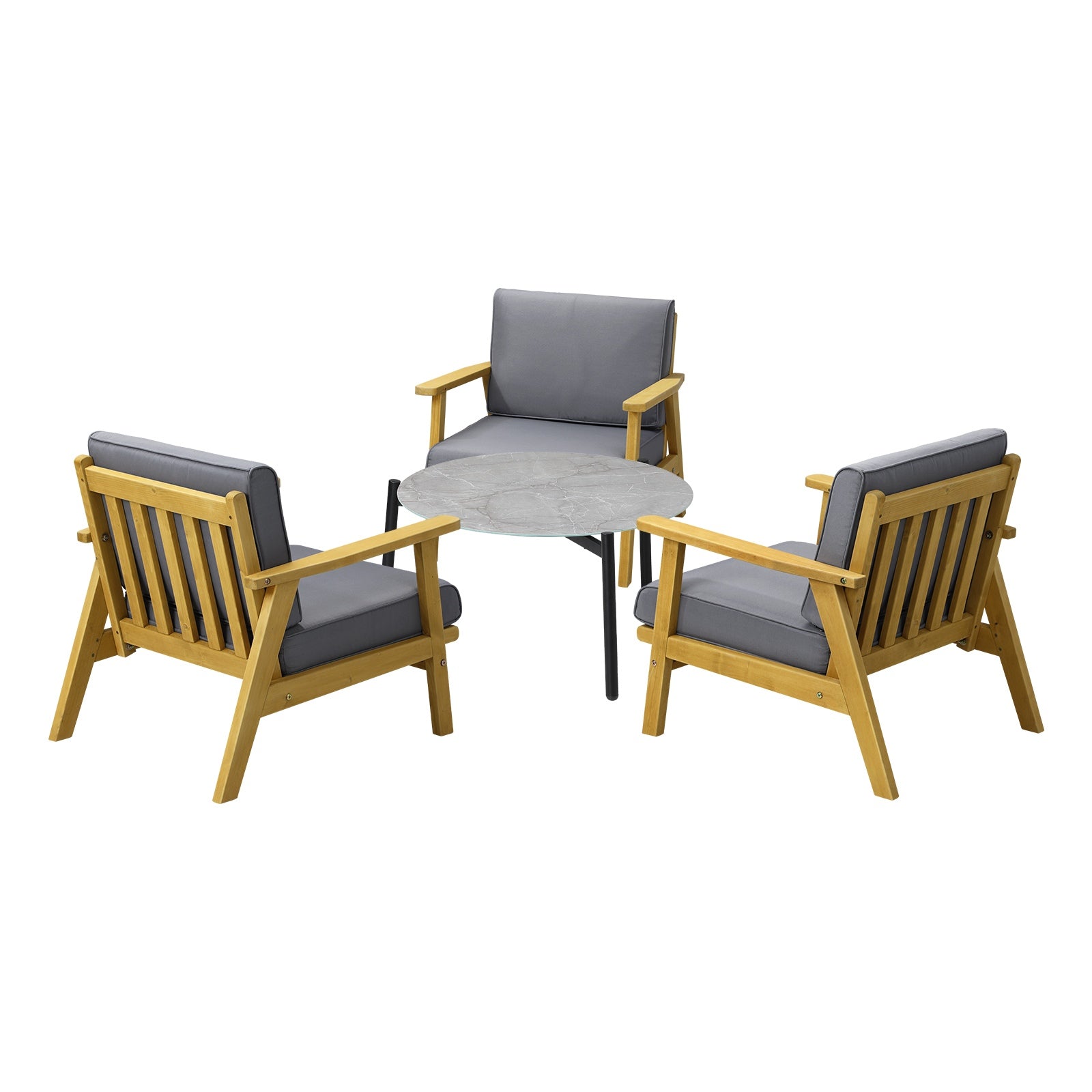 Livsip 4PCS Outdoor Lounge Set Patio Furniture Sets Grey Coffee Side Table - Sunyee