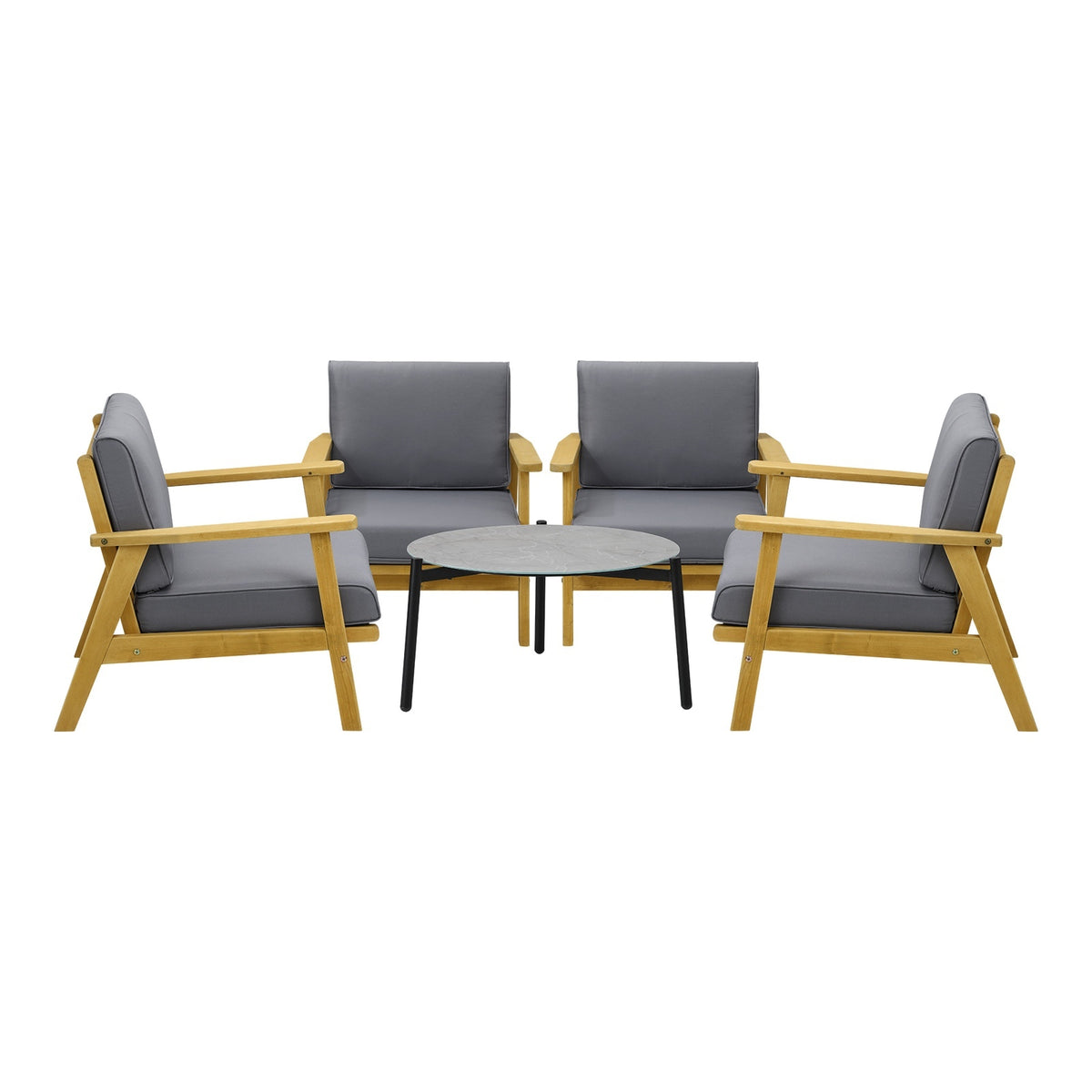 Livsip Outdoor Lounge Set 5PCS Patio Furniture Sets 70cm Grey Coffee Side Table - Sunyee