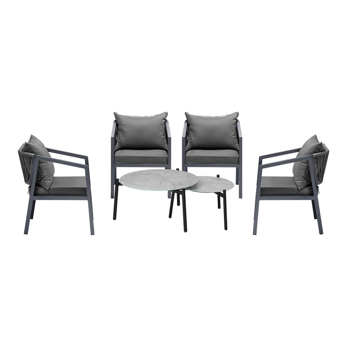 Livsip 6PCS Outdoor Patio Setting Furniture Lounge Grey 70cm Coffee Table Set - Sunyee