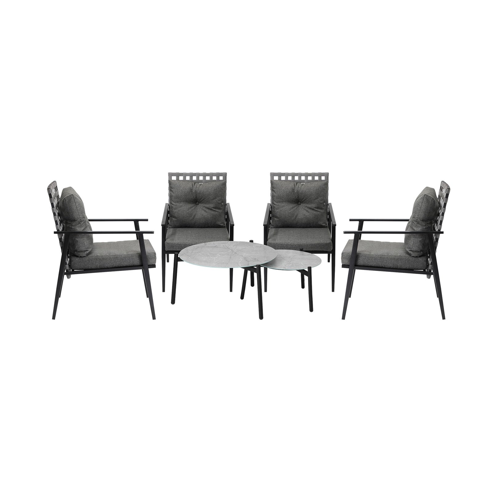 Livsip Outdoor Patio Lounge Set 2pc Grey Marble Table Sets 4pc Rattan Chairs - Sunyee