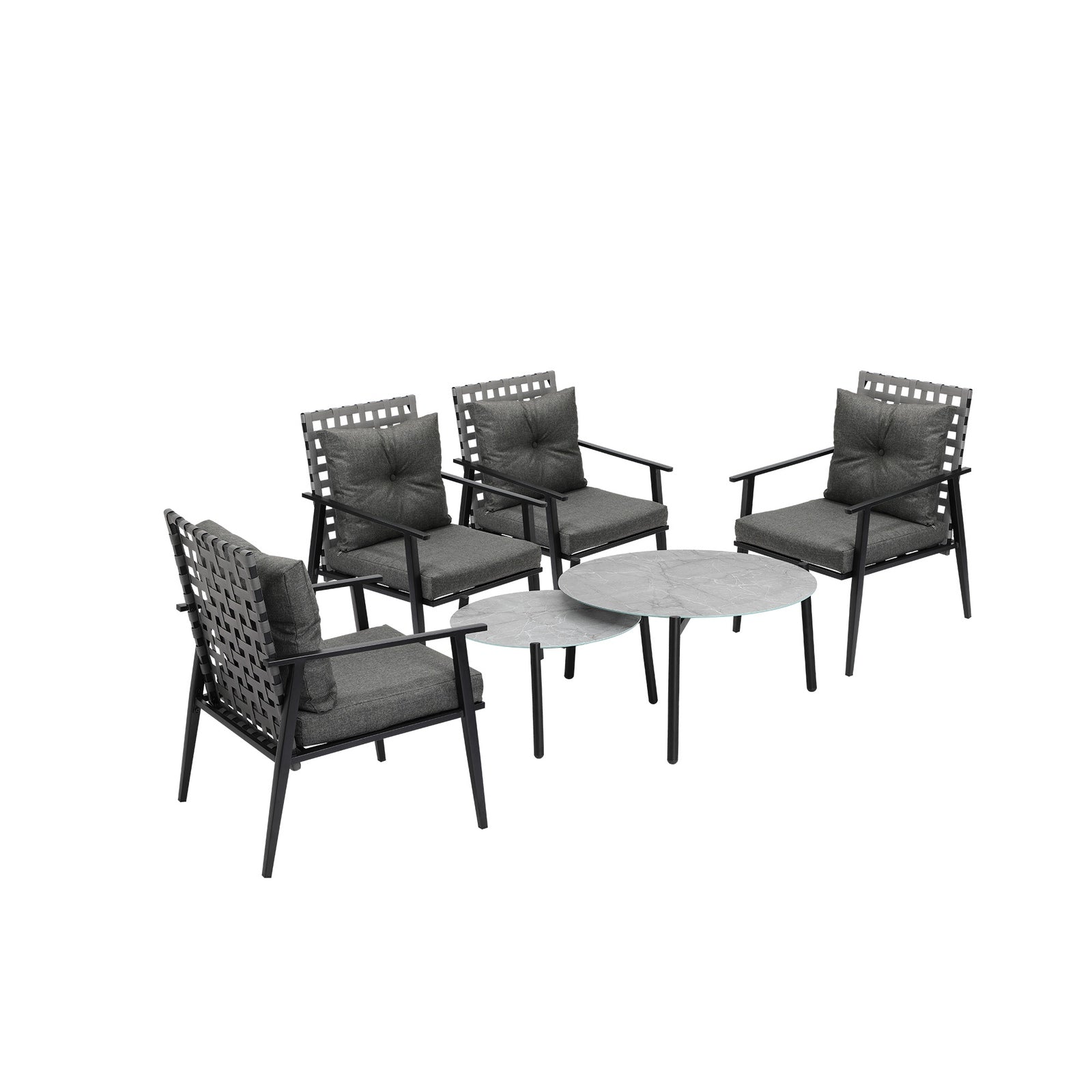 Livsip Outdoor Patio Lounge Set 2pc Grey Marble Table Sets 4pc Rattan Chairs - Sunyee