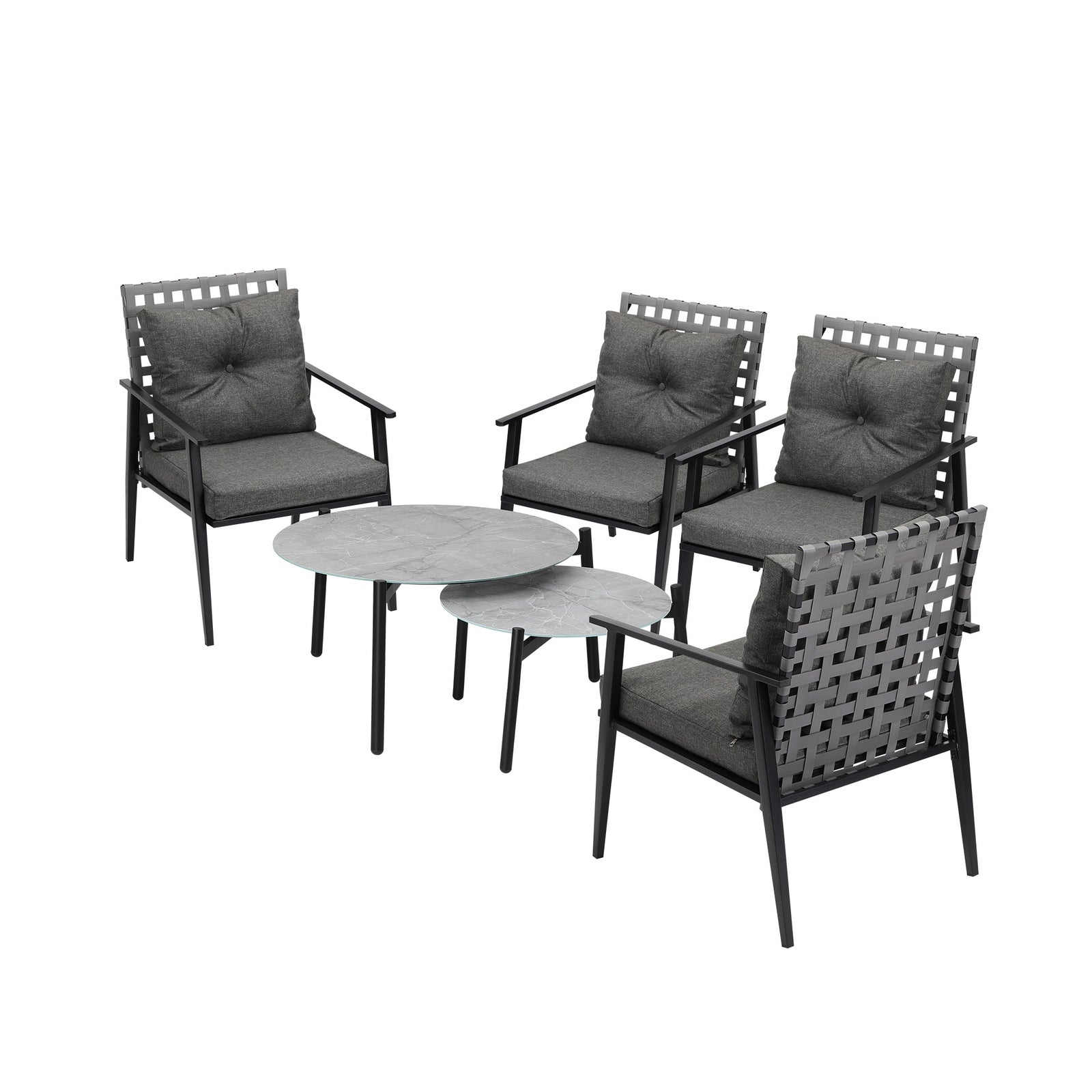 Livsip Outdoor Patio Lounge Set 2pc Grey Marble Table Sets 4pc Rattan Chairs - Sunyee