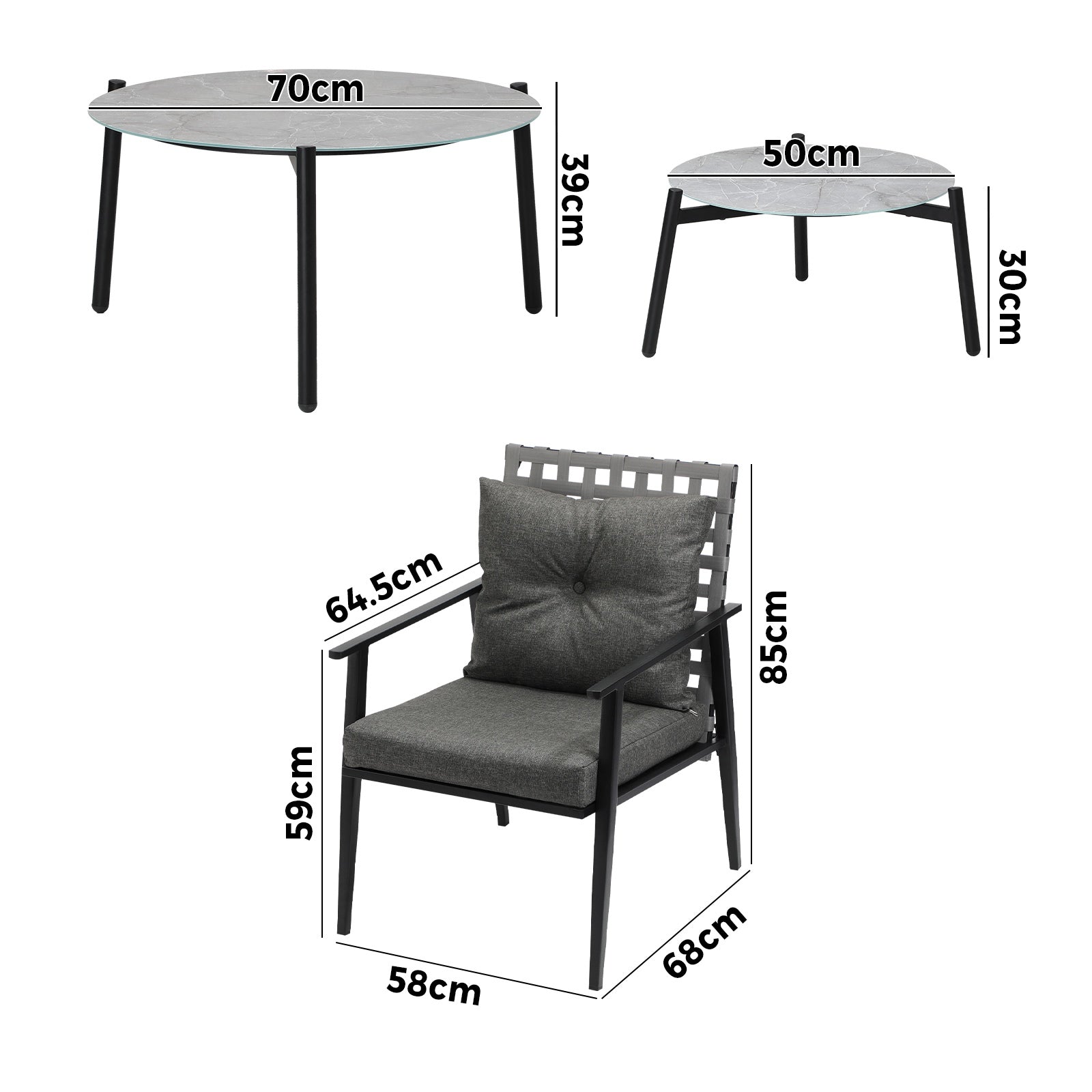Livsip Outdoor Patio Lounge Set 2pc Grey Marble Table Sets 4pc Rattan Chairs - Sunyee
