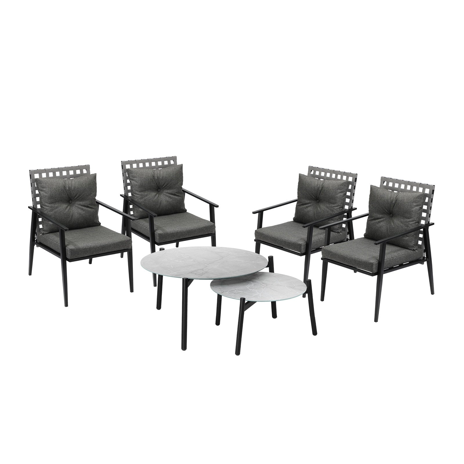 Livsip Outdoor Patio Lounge Set 2pc Grey Marble Table Sets 4pc Rattan Chairs - Sunyee