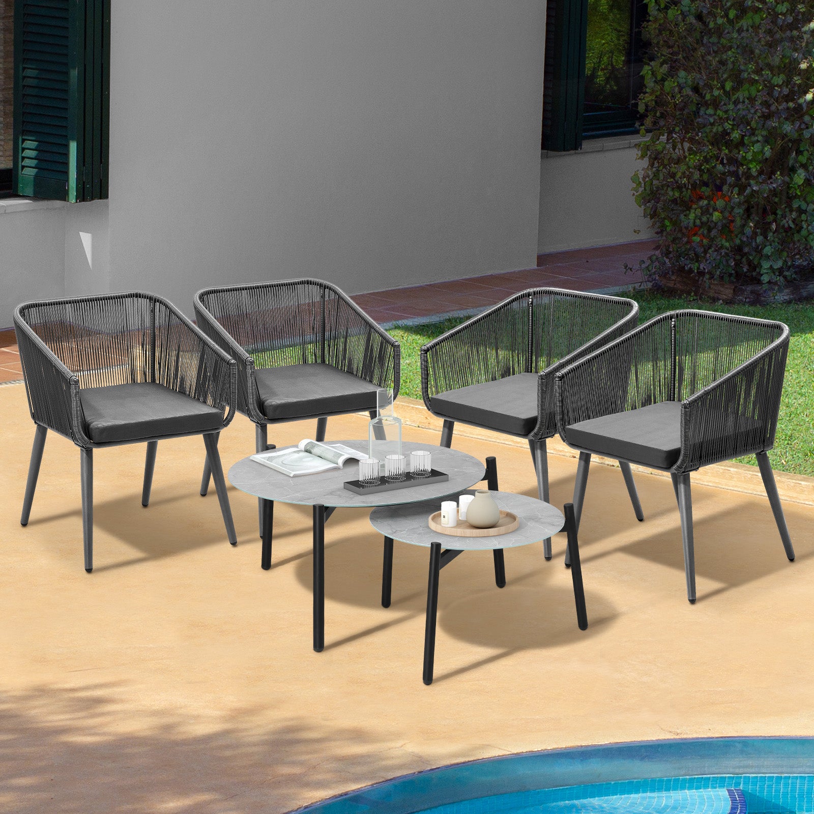 Livsip 6 Piece Outdoor Patio Set Lounge Furniture Setting - Sunyee