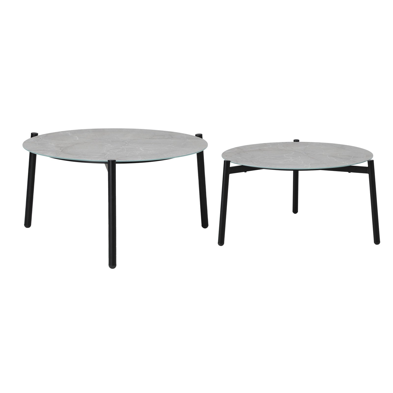 Livsip Outdoor Coffee Side Marble Table Set Desk Patio Furniture Garden Grey 2PC - Sunyee