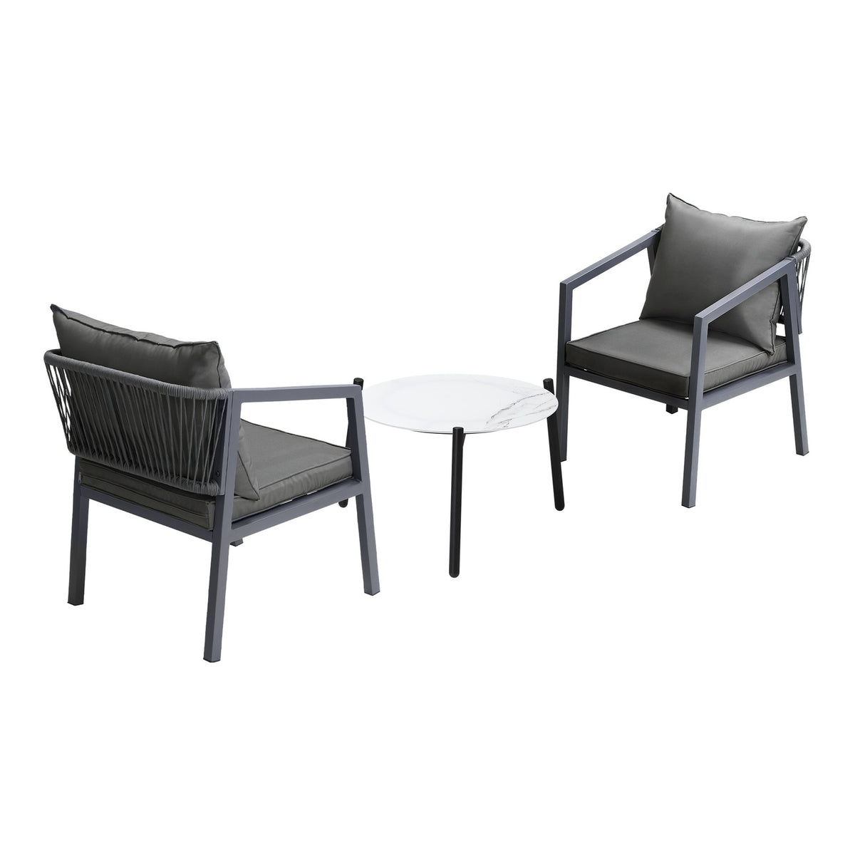 Livsip 3PCS Outdoor Patio Setting Furniture Lounge Set White 50cm Coffee Table