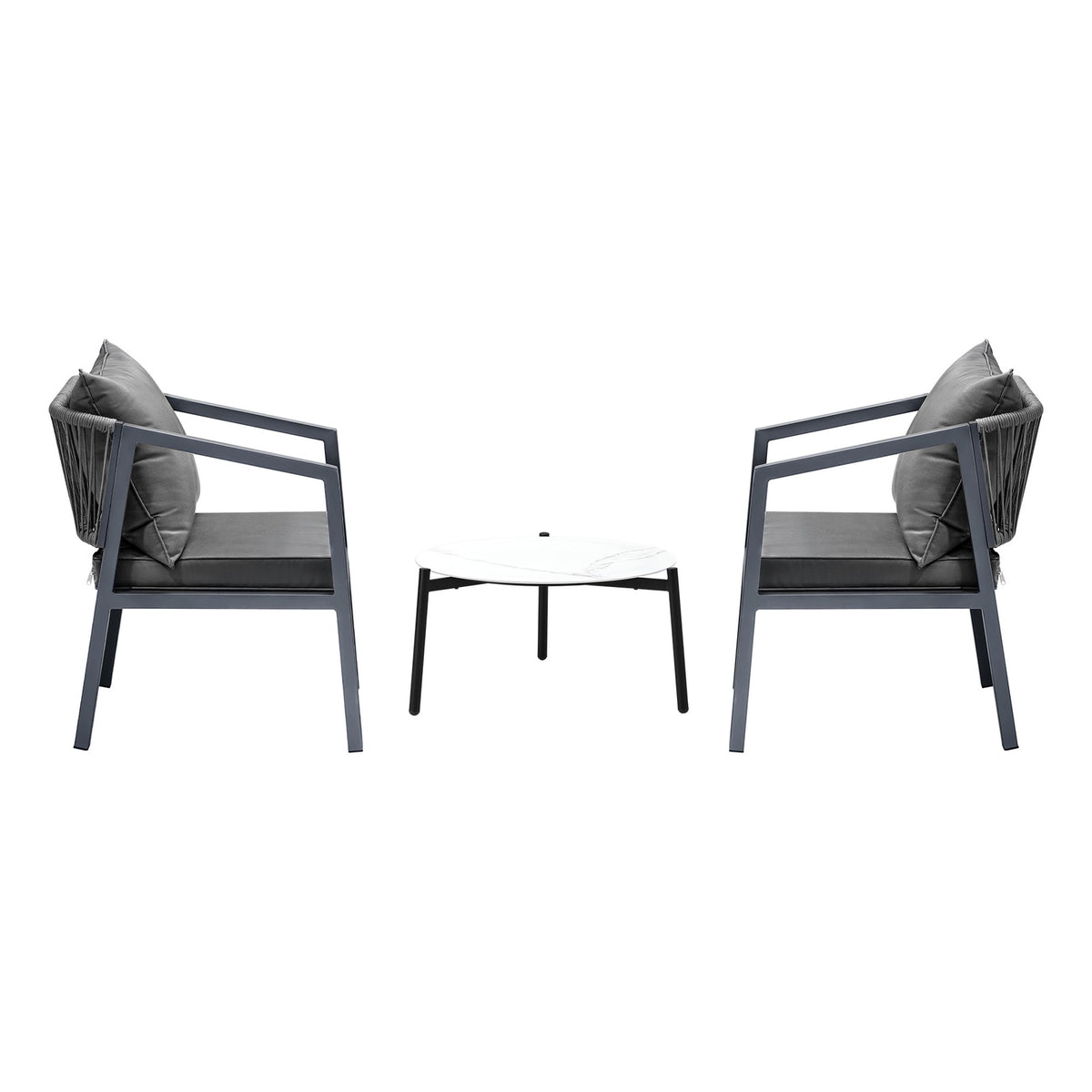 Livsip 3PCS Outdoor Patio Setting Furniture Lounge Set White 50cm Coffee Table
