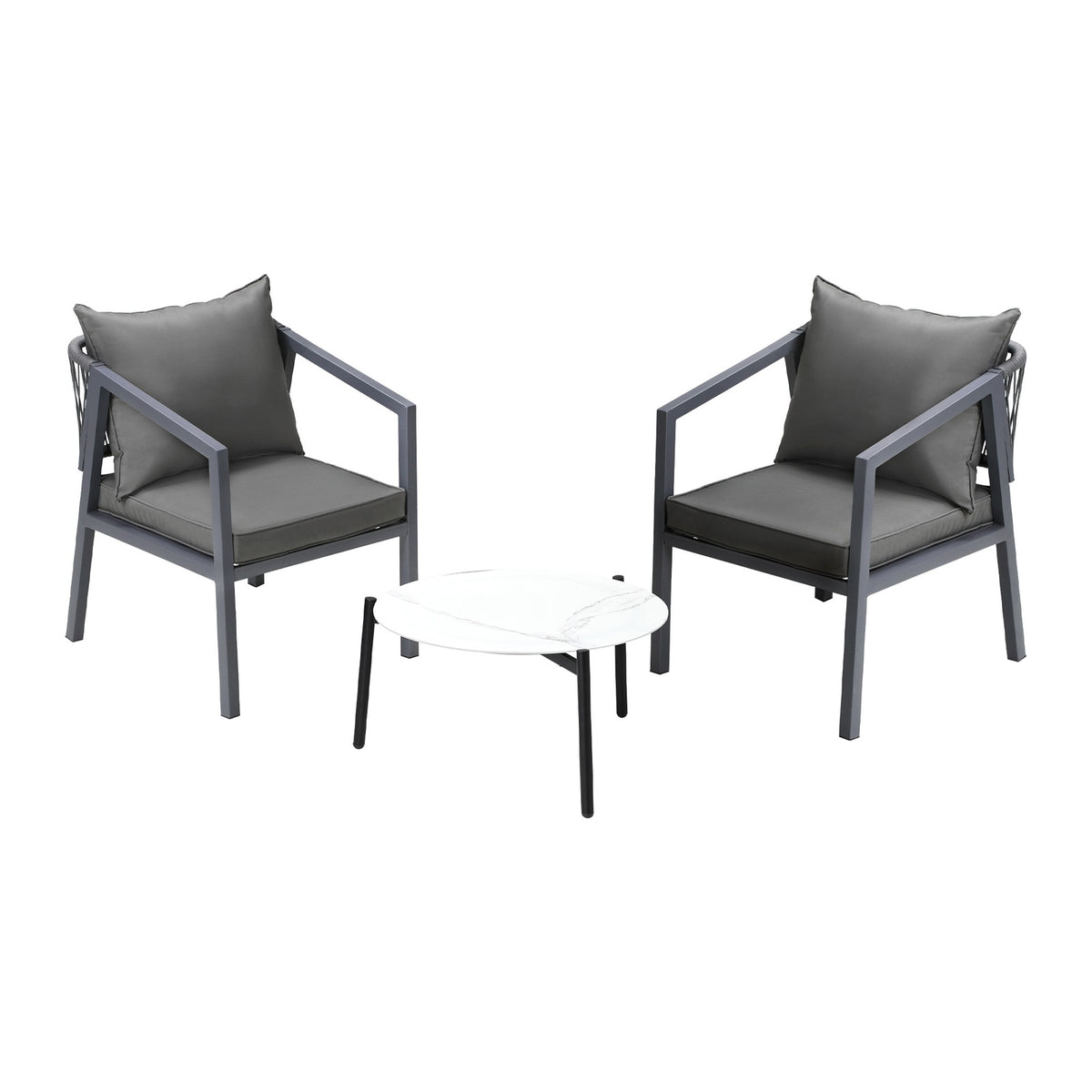 Livsip 3PCS Outdoor Patio Setting Furniture Lounge Set White 50cm Coffee Table