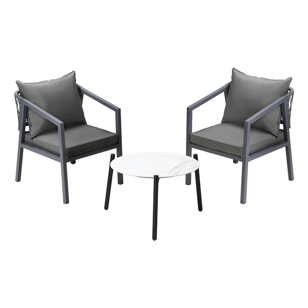 Livsip 3PCS Outdoor Patio Setting Furniture Lounge Set White 50cm Coffee Table