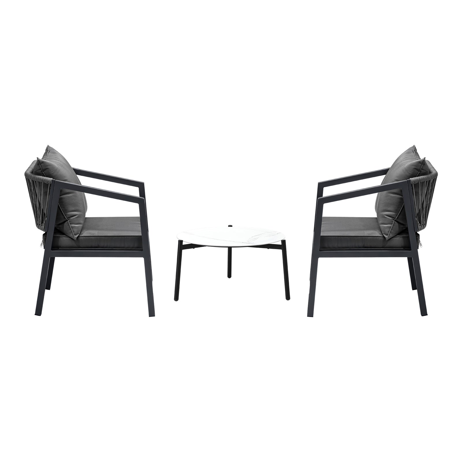 Livsip 3PCS Outdoor Patio Setting Furniture Lounge Set White 50cm Coffee Table - Sunyee