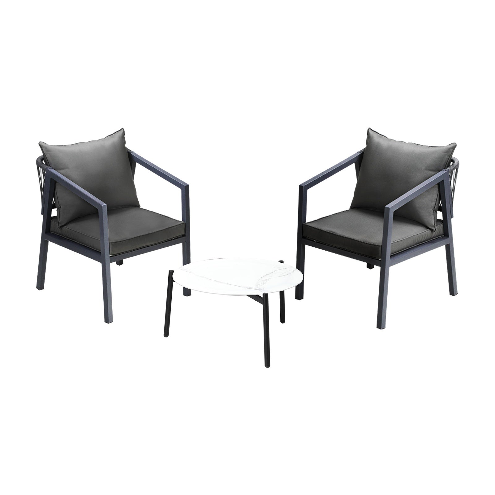 Livsip 3PCS Outdoor Patio Setting Furniture Lounge Set White 50cm Coffee Table - Sunyee